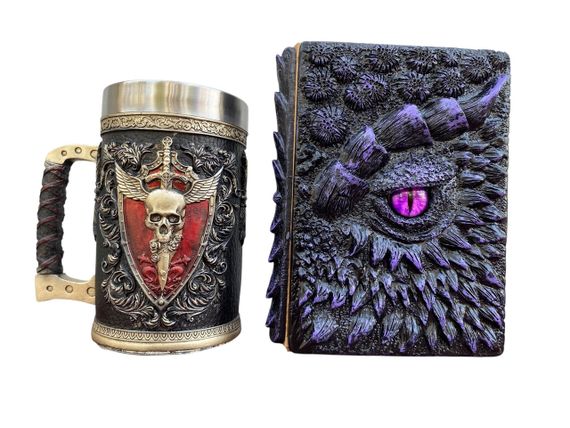 Подарунковий набір Кухоль 3D Крилатий Череп і Блокнот 3D «Око Ілюзій»