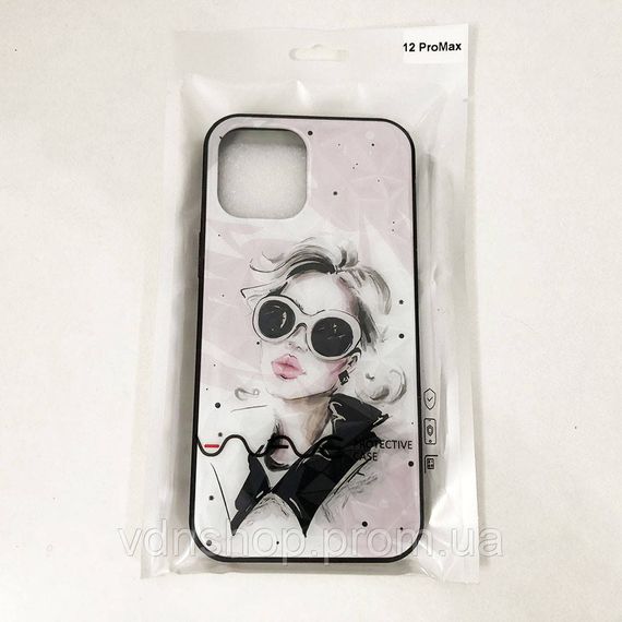 Чохол для Apple Iphone 12 Pro Max дівчина в окулярах. Колір: рожевий HZ-36