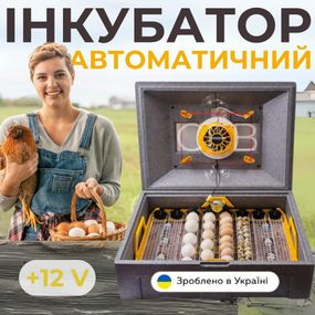 Автоматический инкубатор для куриных яиц Теплуша ПРО-72 12-50 ТАВ ТЕНовый с питанием 2в1 12В и 220В