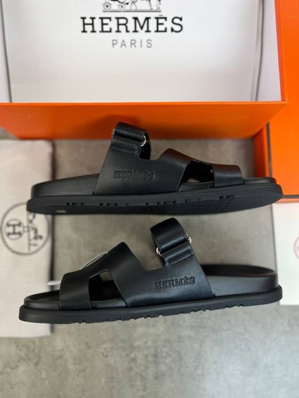 Сандалі Hermes Chypre black чорні чоловічі ob419 | Зображення 9