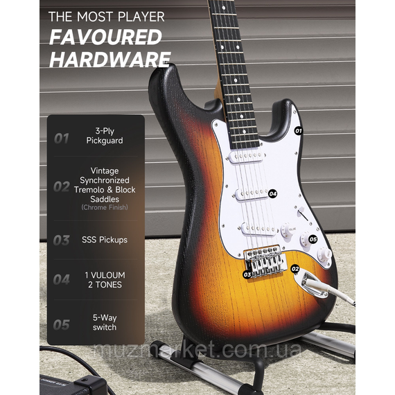 Електрогітара DONNER DST-80 Sunburst - (Комплект) | Зображення 2