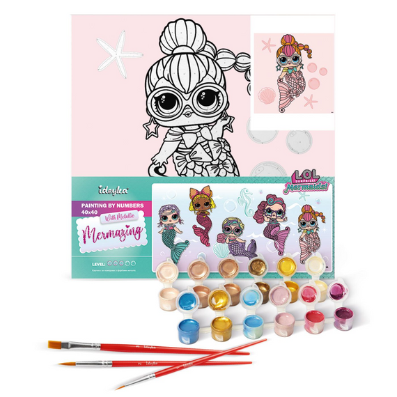 Картина за номерами "L.O.L. Surprise! Mermaids Neon QT" KHO6264, 40х40 см | Зображення 1