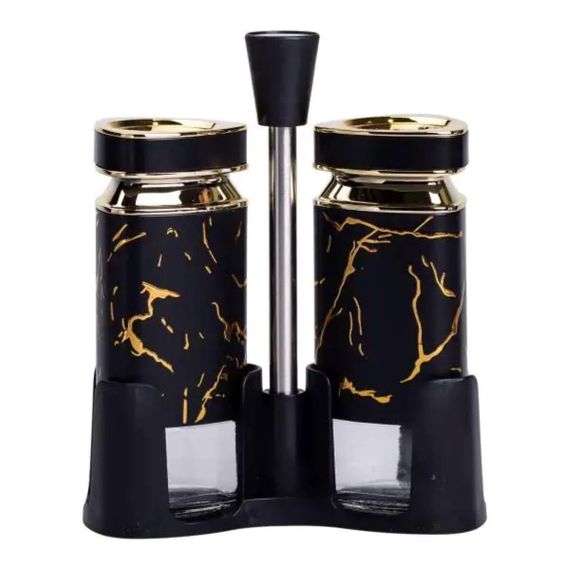 Набір для спецій на підставці солонка і перечниця по 120 мл Чорний HP-1353