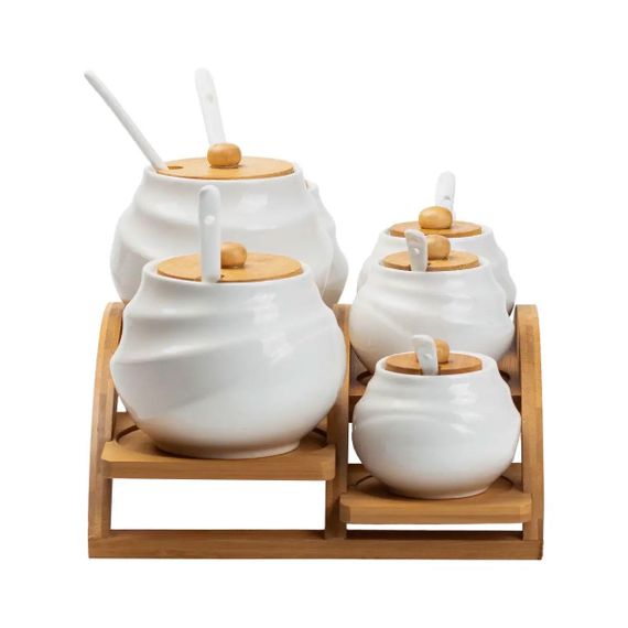 Банки для сипучих продуктів 7 штук по 200 мл та 500 мл на бамбуковій підставці HP1231 | Зображення 4