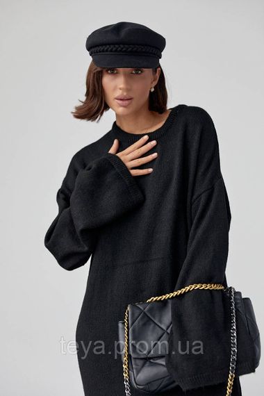 В'язане плаття oversize завдовжки максі колір чорний розмір S FL_000894 | Зображення 3