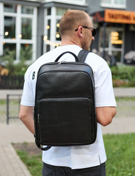 Шкіряний чоловічий рюкзак класичний чорний з натуральної шкіри якісний  Tiding Bag 45239 | Зображення 6