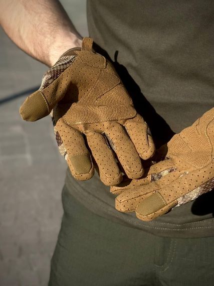 Тактичні військові рукавиці палі мультикам сітка з кісточками | Зображення 2
