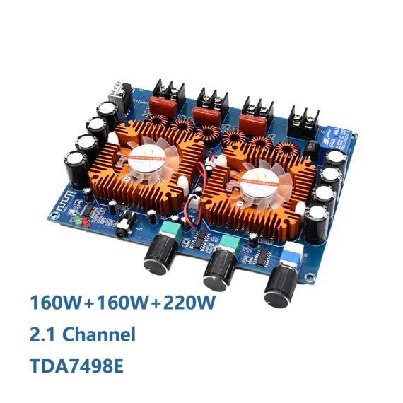 Цифровой усилитель 2.1 TDA7498E высокой мощности 2*160W+220W стерео аудио модуль в корпусе Bluetooth | Зображення 1