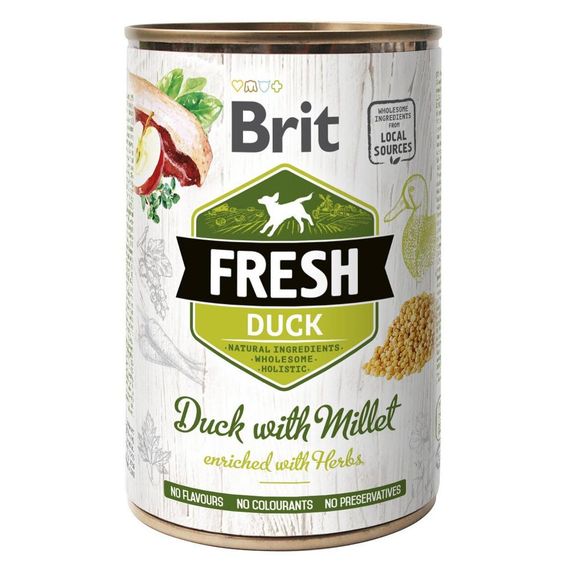 Корм Brit Fresh Dog Duck вологий з качкою та просом для дорослих собак 400 гр