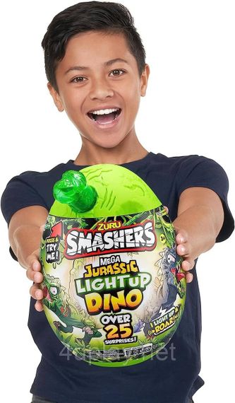 Іграшка Zuru Smashers MEGA Jurassic Light Up Dino Мега Яйце-сюрприз Ті-Рекс (сірий) світло, звук, 25 сюрпризів | Зображення 6
