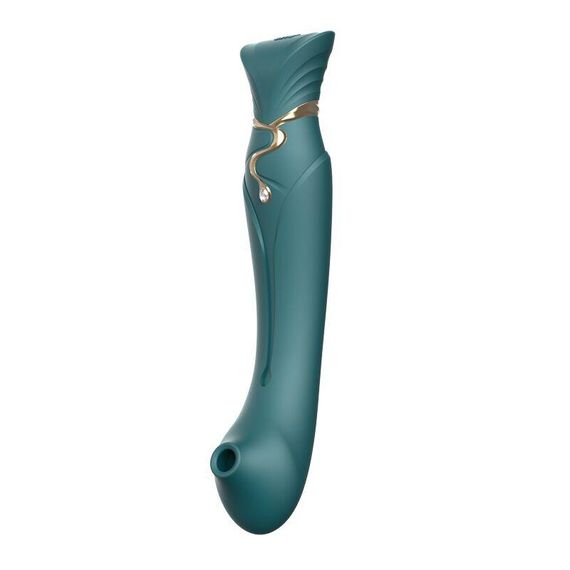 Смартвибратор 3в1 Zalo — Queen Jewel Green, пульсирующая жемчужина и вакуум, кристалл Swarovski Sex Aura | Зображення 6