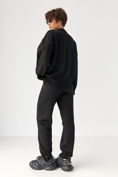 Трикотажний костюм з рваним ефектом - чорний цвет, ONE SIZE (є розміри) | Зображення 1