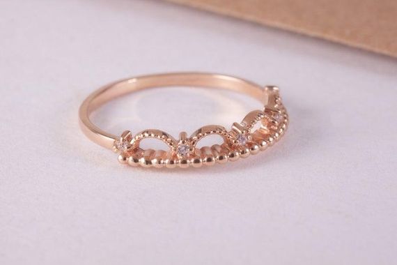 Кольцо из красного золота с фианитами 18 | Зображення 5