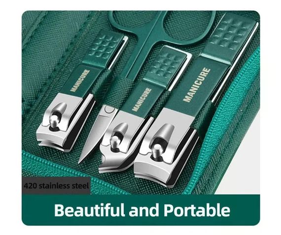Маникюрный набор AND ES-09A 9 предметов • Маникюрно-педикюрный набор 9PCS Nail Clipper из нержавеющей стали в дорожном футляре | Зображення 1