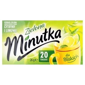 Чай зелений із лимоном пакетиках (20 шт.) Minutka (Польща), Мінутка пакетований