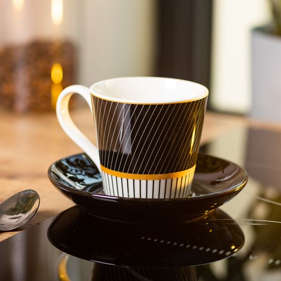 Фарфоровая чашка с черным блюдцем 200 мл RX-N24708BW | Зображення 2