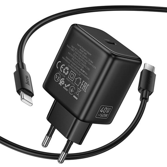 МЗП Hoco N83 Profit PD40W (1USB-C) + кабель Type-C to Type-C Black | Зображення 2