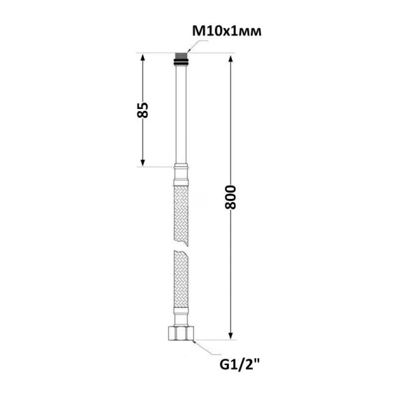 Thermo Alliance Forte Шланг для води, неіржавке обплетення в силіконі М10х80 см довгий (пара) SF380W80L | Зображення 1
