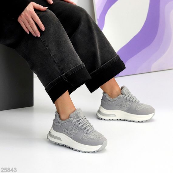 Молодежные теплые очаровательные серые кроссовки шок-цена | Зображення 2