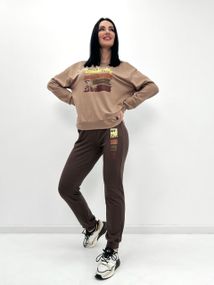 Женский спортивный костюм штаны и свитшот GF07955 цвет кофейно-коричнево, размер 54/56