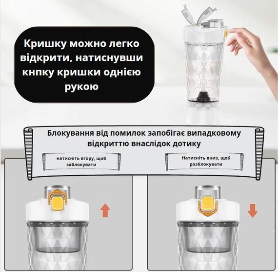 Електричний шейкер 650 мл — Білий, акумуляторний з LED-підсвічуванням та контейнером для суміші | Зображення 5