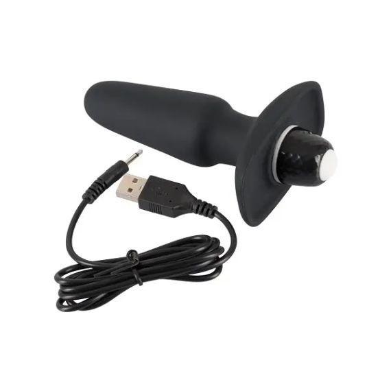 Анальна пробка з вібрацією Sweet Smile Rechargeable Butt Plug, чорна | Зображення 5