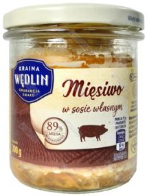Мясная консерва тушонка свинная Kraina Wedlin, 280г (Польша), без консервантов