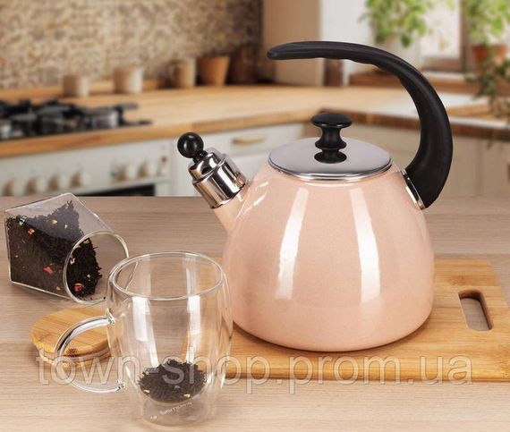 Чайник эмалированный Kamille "Boiling Water" 2.5л со свистком, индукционный, розовый KM-1040B | Зображення 2