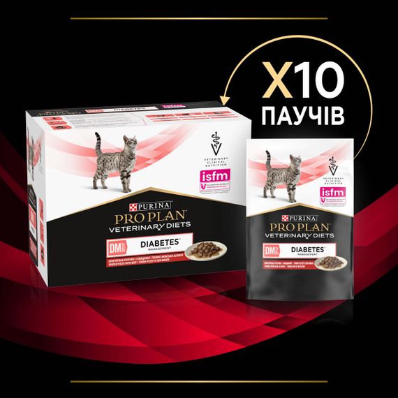 Влажный корм для кошек с диабетом с говядиной Purina Veterinary Diets DM Diabetes 85 гр х 10 шт | Зображення 3