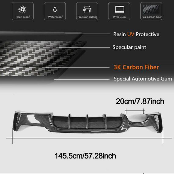 Дифузор заднього бампера V2 (для M-Sport, Карбон) для BMW 4 серія F-32 2012-2020 рр | Зображення 3