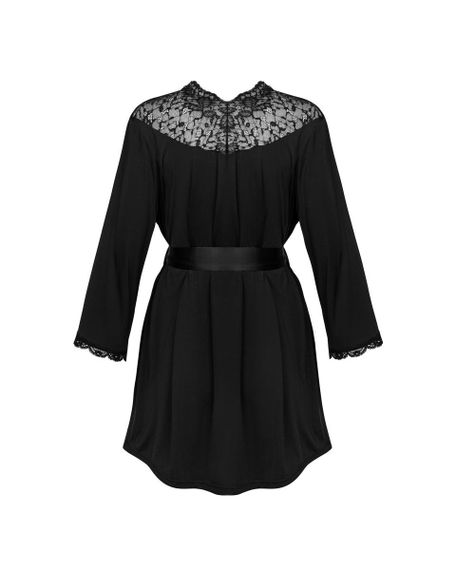 Халат чорний Obsessive Bellastia peignoir XS/S | Зображення 5