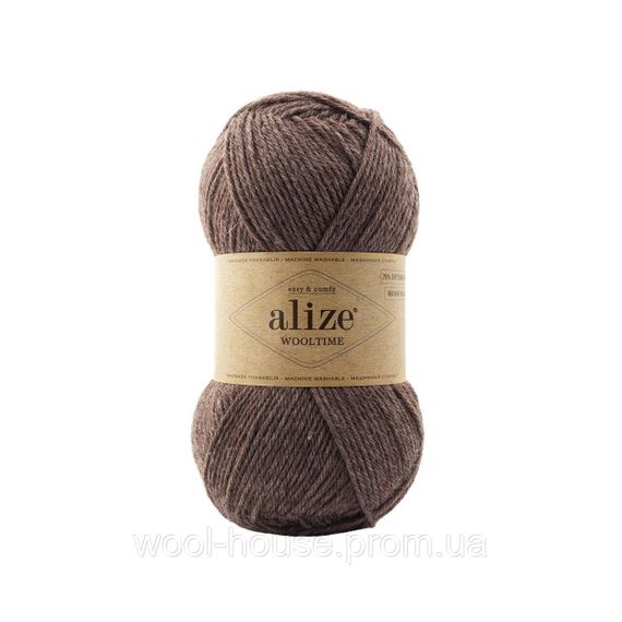 Шкарпеткова пряжа Alize Wooltime, коричневий меланж 240