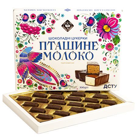 Подарунковий набір цукерок глазурованих шоколадною глазурю Пташине молоко 300г (214311)