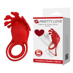 Эрекционное виброкольцо PRETTY LOVE Ruben со стимулятором клитора, красное Sex Aura