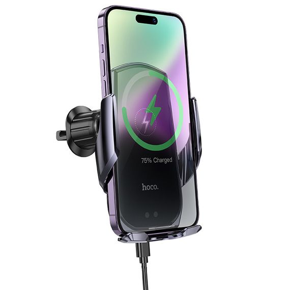 Автодержатель с БЗУ Hoco CA202 Plus Black | Зображення 6