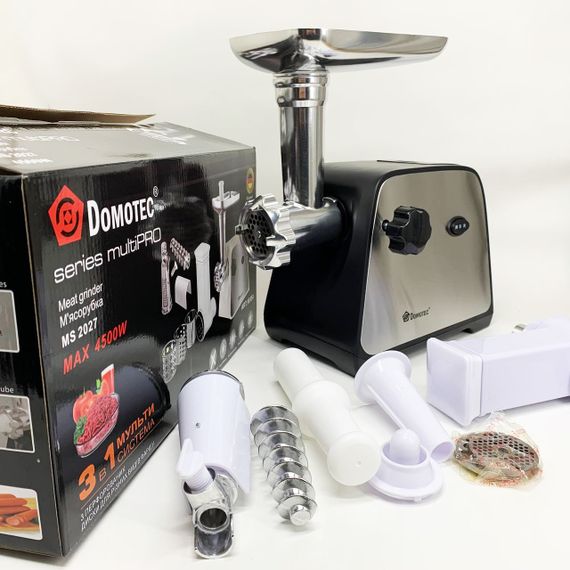 Электромясорубка бытовая с насадкой для колбасы Domotec, Мясорубка электрическая металл IX-10 | Зображення 7