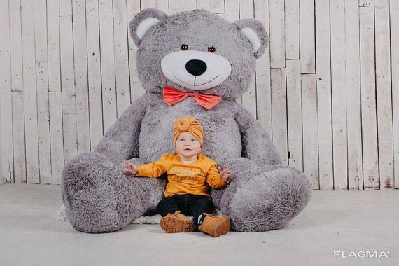 Большой плюшевый мишка Yarokuz Ричард 2 метра Серый