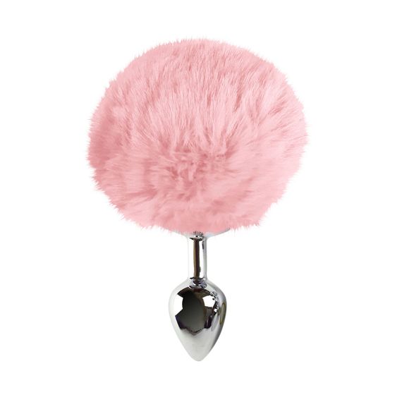 Металева анальна пробка М Art of Sex - Metal Butt plug Rabbit Tail Soft pink, діаметр 3,4 см | Зображення 1