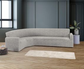 Жаккардовый чехол на угловой диван Rain без юбки кремово-серый