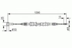 Трос ручного гальма Citroen JUMPER, Fiat DUCATO, Peugeot BOXER (2006-21) задн. (вир-во Bosch) BOSCH 1987482213 на FIAT DUCATO автобус (250, 290)