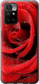 Чехол на Xiaomi Redmi 10 Красная роза из силикона FCh_051412