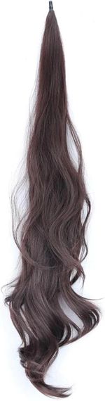 Накладний хвіст каштановий 30 дюймів, 75 см хвилястий, синтетичний, термостійке волокно коричневе, колір 04