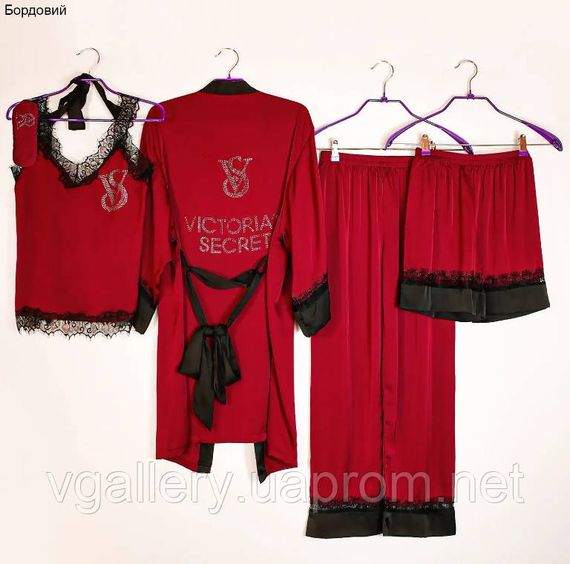 Жіночий комлект Піжама 6 в 1  Victoria's Secret Вікторія Сікрет зі стразами | Зображення 1