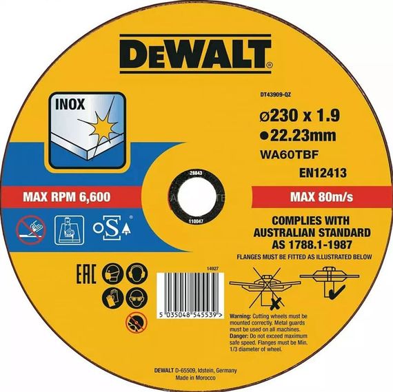 Круг відрізний DeWALT INOX 230х1.9х22.23 мм (DT43909)