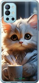 Чохол на OnePlus 9R Білий кіт "5646u-2326-2448"