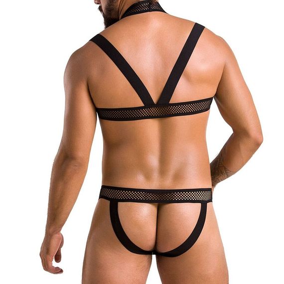 Комплект чоловічої білизни з кріпленнями Passion 043 JACOB L/XL Black, труси, шлейки | Зображення 1