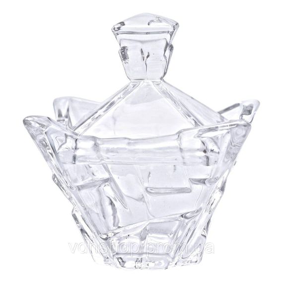 Цукорниця з кришкою 10×10×12 см ваза цукорниця квадратна скляна HP-4-118 | Зображення 2