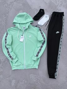 Костюм у стилі Nike лампас, м'ятний/чорний