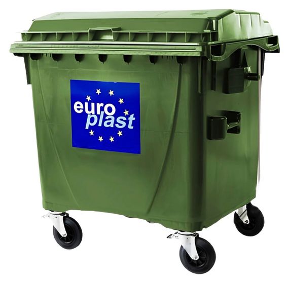 Сміттєвий бак пластиковий зелений 1100 літрв