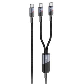 Дата кабель Hoco U139 2in1 Type-C to Type-C/Type-C 100W (1.2m) Black